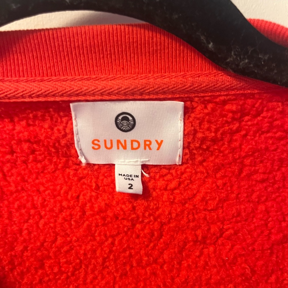 Sundry Padded Shoulder Crew neck Red Sweatshirt - Picture 5 of 5